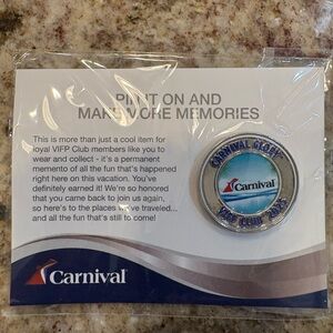 Carnival Cruise ship Glory VIFP silver tone collectible pin, new in packaging